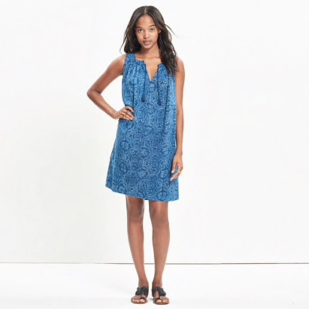 Madewell Indigo Print Shift Dress